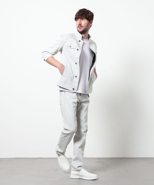 HIDEAWAYS NICOLE（ハイダウェイニコル）の「ライトオンスストレッチデニム７分袖Gジャン（デニムジャケット・メンズ・オフホワイト/インディゴブルー/ブルー・X-LARGE/LARGE/MEDIUM）」の6枚目の写真