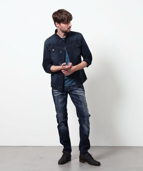 HIDEAWAYS NICOLE（ハイダウェイニコル）の「ライトオンスストレッチデニム７分袖Gジャン（デニムジャケット・メンズ・オフホワイト/インディゴブルー/ブルー・X-LARGE/LARGE/MEDIUM）」の8枚目の写真