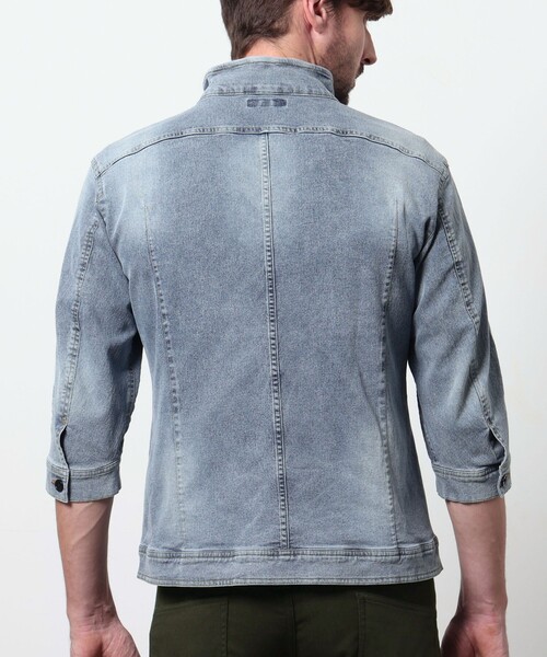 HIDEAWAYS NICOLE（ハイダウェイニコル）の「ライトオンスストレッチデニム７分袖Gジャン（デニムジャケット・メンズ・オフホワイト/インディゴブルー/ブルー・X-LARGE/LARGE/MEDIUM）」の11枚目の写真