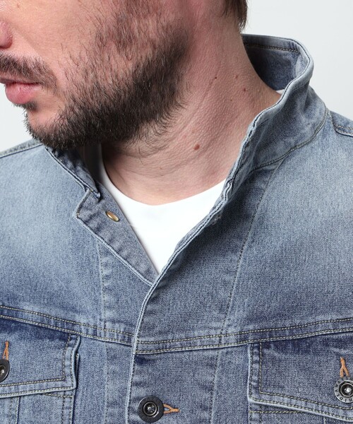 HIDEAWAYS NICOLE（ハイダウェイニコル）の「ライトオンスストレッチデニム７分袖Gジャン（デニムジャケット・メンズ・オフホワイト/インディゴブルー/ブルー・X-LARGE/LARGE/MEDIUM）」の13枚目の写真