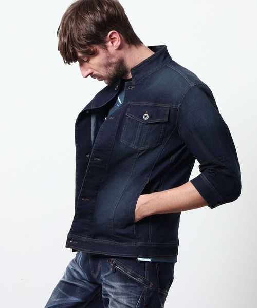 HIDEAWAYS NICOLE（ハイダウェイニコル）の「ライトオンスストレッチデニム７分袖Gジャン（その他アウター・メンズ・オフホワイト/インディゴブルー/ブルー・X-LARGE/LARGE/MEDIUM）」の2枚目の写真