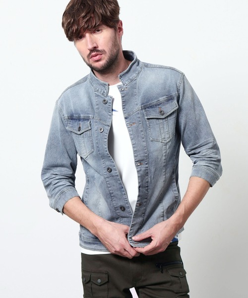 HIDEAWAYS NICOLE（ハイダウェイニコル）の「ライトオンスストレッチデニム７分袖Gジャン（その他アウター・メンズ・オフホワイト/インディゴブルー/ブルー・X-LARGE/LARGE/MEDIUM）」の3枚目の写真