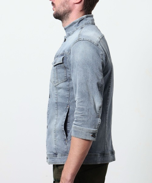 HIDEAWAYS NICOLE（ハイダウェイニコル）の「ライトオンスストレッチデニム７分袖Gジャン（その他アウター・メンズ・オフホワイト/インディゴブルー/ブルー・X-LARGE/LARGE/MEDIUM）」の8枚目の写真