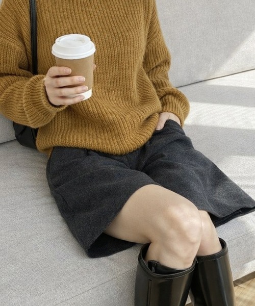 SallyLunn(サリーラン)の「ウールライクゆるハーフパンツ(その他パンツ・レディース・ブラック/ベージュ・MEDIUM/LARGE)」の5枚目の写真