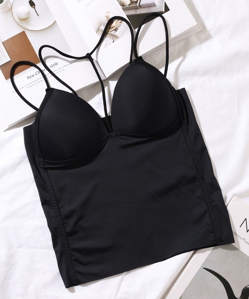 Lace Ladies(レースレディース)の「ソリッドカラー Vネック カップ付き ホルター キャミソール(キャミソール・レディース・ホワイト/ブラック/グレー・FREE)」の7枚目の写真