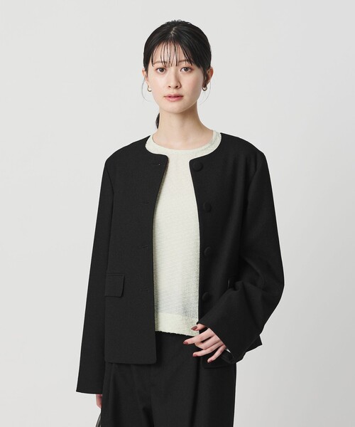 ツイードライク ノーカラージャケット（ノーカラージャケット