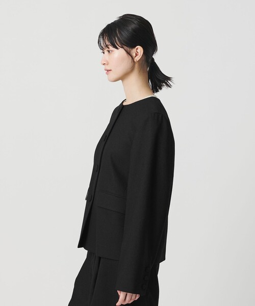 ツイードライク ノーカラージャケット（ノーカラージャケット