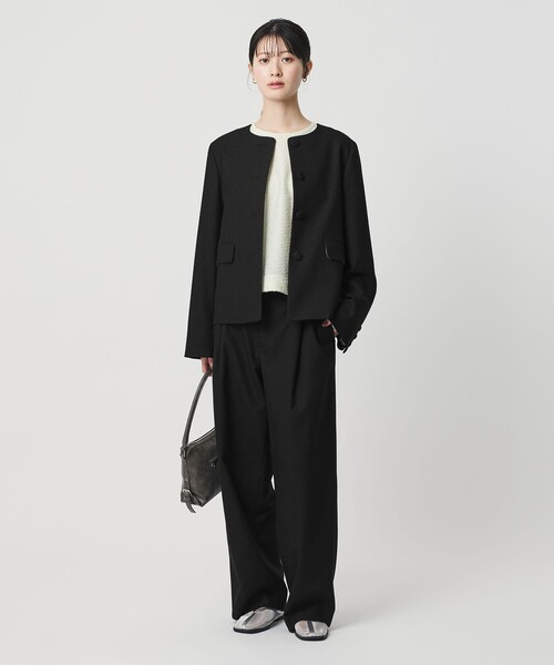 ツイードライク ノーカラージャケット（ノーカラージャケット