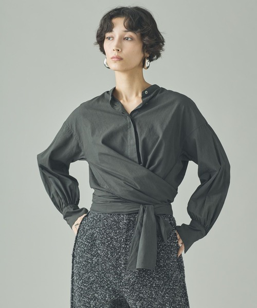 Curensology（カレンソロジー）の「Curensology(カレンソロジー)/ローンカシュクールブラウス（シャツ/ブラウス・レディース・ホワイト/チャコールグレー・FREE）」の12枚目の写真