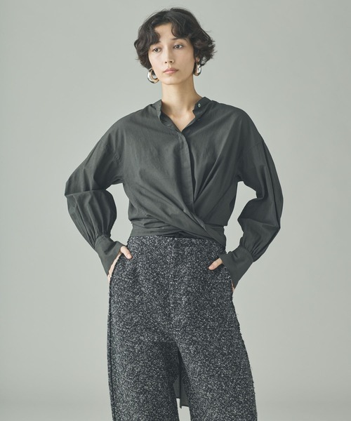 Curensology（カレンソロジー）の「Curensology(カレンソロジー)/ローンカシュクールブラウス（シャツ/ブラウス・レディース・ホワイト/チャコールグレー・FREE）」の4枚目の写真