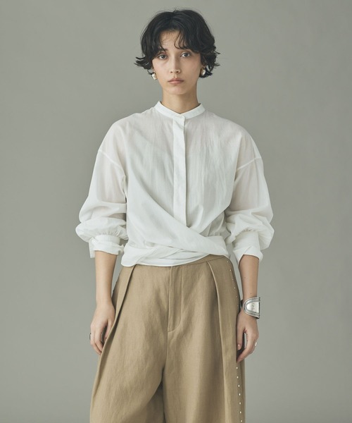 Curensology（カレンソロジー）の「Curensology(カレンソロジー)/ローンカシュクールブラウス（シャツ/ブラウス・レディース・ホワイト/チャコールグレー・FREE）」の19枚目の写真