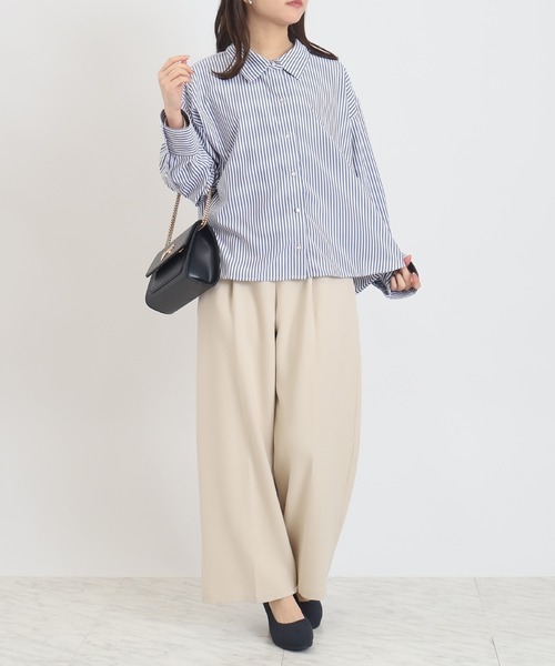 TRUDEA(トルディア)の「マルチファンクション ストライプシャツ(シャツ/ブラウス・レディース・ネイビー/ブルー・MEDIUM)」の11枚目の写真
