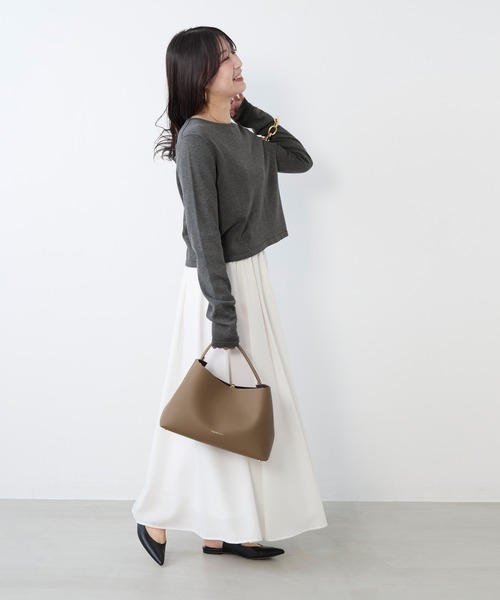 MICA&DEAL(マイカ&ディール)の「ボイルタックギャザーロングスカート(スカート・レディース・オフホワイト/ダークネイビー/グレー・FREE)」の8枚目の写真