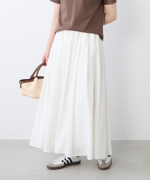 MICA&DEAL(マイカ&ディール)の「ボイルタックギャザーロングスカート(スカート・レディース・オフホワイト/ダークネイビー/グレー・FREE)」の10枚目の写真