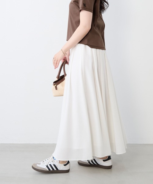 MICA&DEAL(マイカ&ディール)の「ボイルタックギャザーロングスカート(スカート・レディース・オフホワイト/ダークネイビー/グレー・FREE)」の12枚目の写真