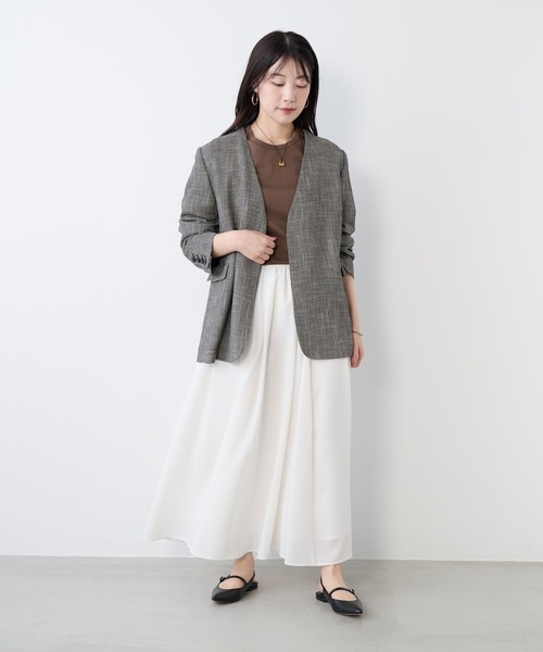 MICA&DEAL(マイカ&ディール)の「ボイルタックギャザーロングスカート(スカート・レディース・オフホワイト/ダークネイビー/グレー・FREE)」の17枚目の写真