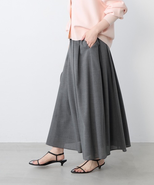 MICA&DEAL(マイカ&ディール)の「ボイルタックギャザーロングスカート(スカート・レディース・オフホワイト/ダークネイビー/グレー・FREE)」の21枚目の写真