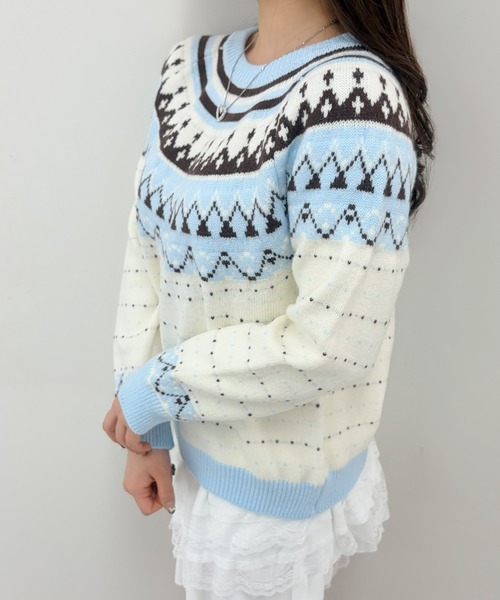 frunco(フランコ)の「【ZOZOTOWN限定】パステルカラーノルディックプルオーバー(ニット/セーター・レディース・ピンク/ブルー・FREE)」の3枚目の写真
