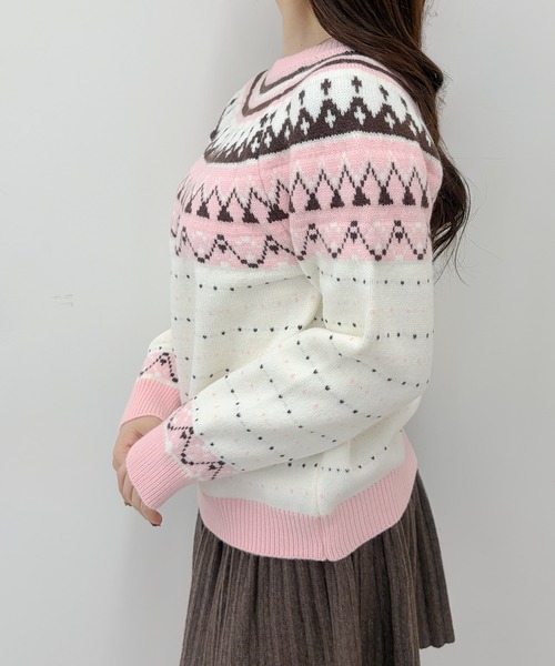 frunco(フランコ)の「【ZOZOTOWN限定】パステルカラーノルディックプルオーバー(ニット/セーター・レディース・ピンク/ブルー・FREE)」の9枚目の写真