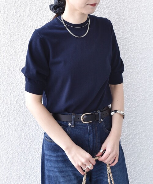 SHIPS Colors(シップス カラーズ)の「SHIPS Colors:〈接触冷感・手洗い可能〉14ゲージ 5分袖 ニット◇(ニット/セーター・レディース・ネイビー/ライトグレー/ピンク/ライトブルー・ONE SIZE)」の8枚目の写真
