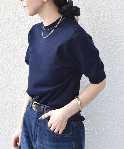 SHIPS Colors(シップス カラーズ)の「SHIPS Colors:〈接触冷感・手洗い可能〉14ゲージ 5分袖 ニット◇(ニット/セーター・レディース・ネイビー/ライトグレー/ピンク/ライトブルー・ONE SIZE)」の9枚目の写真