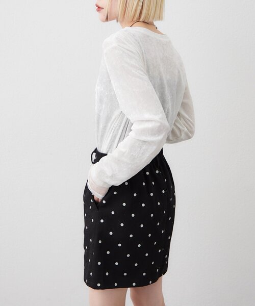 w closet（ダブルクローゼット）の「袖チュールベロアロンT（Tシャツ/カットソー・レディース・アイボリー/ピンク/グレー/ブルー・FREE）」の6枚目の写真