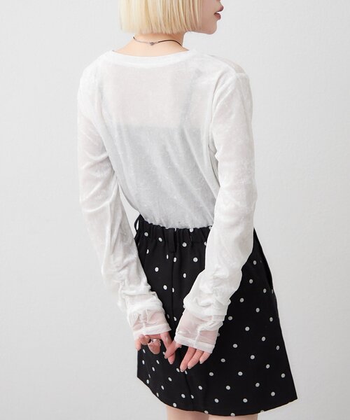 w closet（ダブルクローゼット）の「袖チュールベロアロンT（Tシャツ/カットソー・レディース・アイボリー/ピンク/グレー/ブルー・FREE）」の8枚目の写真