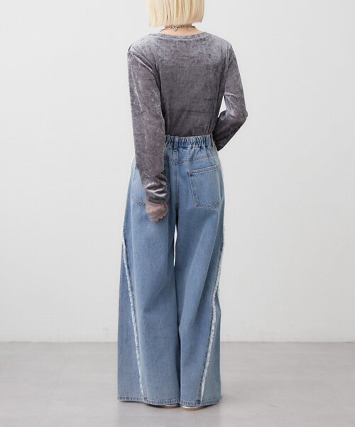 w closet（ダブルクローゼット）の「袖チュールベロアロンT（Tシャツ/カットソー・レディース・アイボリー/ピンク/グレー/ブルー・FREE）」の21枚目の写真