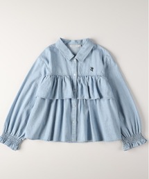 Right-on | 【VIVIAN BLUE】ギャザー袖フリルティアードシャツ (キッズ / ガーリー / おでかけ)(シャツ/ブラウス)