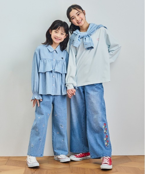 Right-on（ライトオン）の「【VIVIAN BLUE】ギャザー袖フリルティアードシャツ (キッズ / ガーリー / おでかけ)（シャツ/ブラウス・キッズ・ブラック/ブルー・110/120/130/140/150/160）」の3枚目の写真