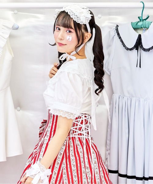 BODYLINE(ボディライン)の「うさみみドットレースのフリルブラウス(シャツ/ブラウス・レディース・オフホワイト・M/L/2L/4L)」の1枚目の写真