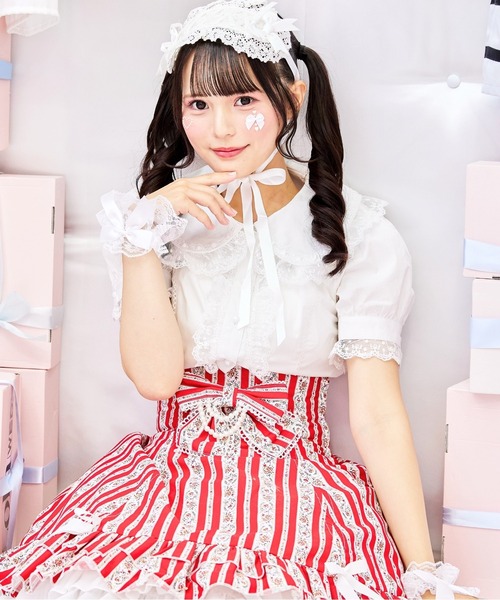 BODYLINE(ボディライン)の「うさみみドットレースのフリルブラウス(シャツ/ブラウス・レディース・オフホワイト・M/L/2L/4L)」の9枚目の写真