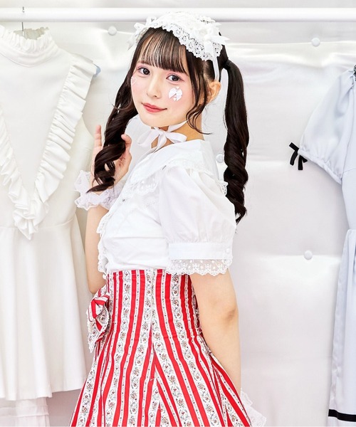 BODYLINE(ボディライン)の「うさみみドットレースのフリルブラウス(シャツ/ブラウス・レディース・オフホワイト・M/L/2L/4L)」の14枚目の写真