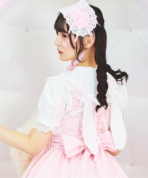 BODYLINE(ボディライン)の「うさみみドットレースのフリルブラウス(シャツ/ブラウス・レディース・オフホワイト・M/L/2L/4L)」の3枚目の写真