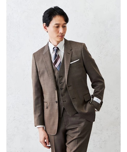 Perfect Suit FActory(パーフェクトスーツファクトリー)の「デニムライクウールジャケット【セットアップ対応】(スーツジャケット・メンズ・ブルー/カーキ/ベージュ・L/M)」の1枚目の写真