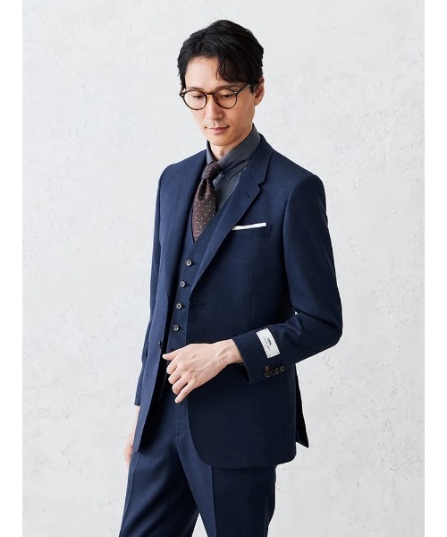 Perfect Suit FActory(パーフェクトスーツファクトリー)の「デニムライクウールジャケット【セットアップ対応】(スーツジャケット・メンズ・ブルー/カーキ/ベージュ・L/M)」の3枚目の写真