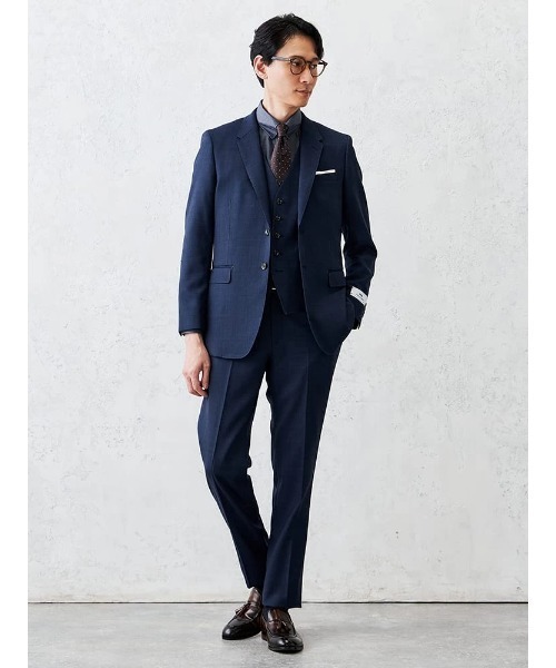 Perfect Suit FActory(パーフェクトスーツファクトリー)の「デニムライクウールジャケット【セットアップ対応】(スーツジャケット・メンズ・ブルー/カーキ/ベージュ・L/M)」の19枚目の写真