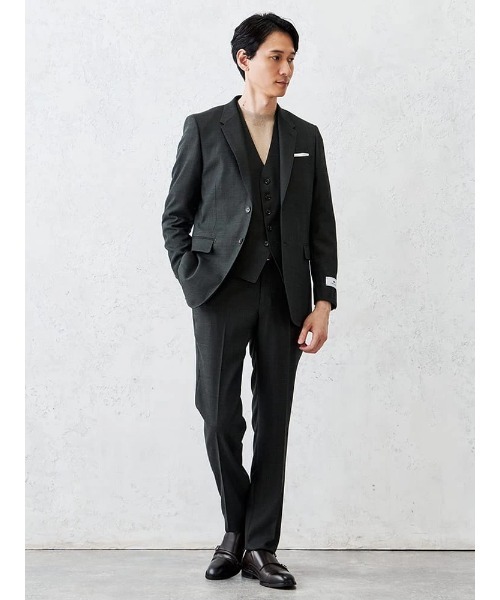 Perfect Suit FActory(パーフェクトスーツファクトリー)の「デニムライクウールジャケット【セットアップ対応】(スーツジャケット・メンズ・ブルー/カーキ/ベージュ・L/M)」の17枚目の写真