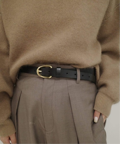 SLOBE IENA(スローブイエナ)の「《追加8》SLOBE ラウンドバックルレザーベルト(ベルト・レディース・ブラック/ブラウン・FREE)」の1枚目の写真