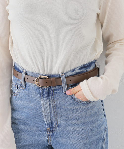 SLOBE IENA(スローブイエナ)の「《追加8》SLOBE ラウンドバックルレザーベルト(ベルト・レディース・ブラック/ブラウン・FREE)」の6枚目の写真