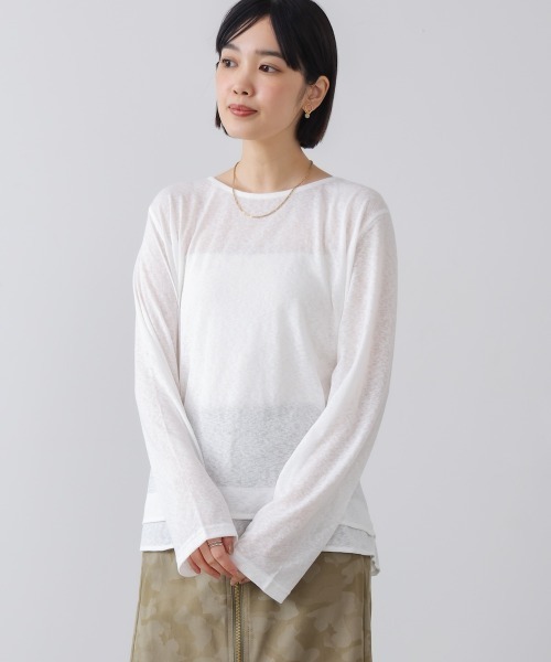 Bou Jeloud(ブージュルード)の「オーバーサイズシアーウエストマークトップス(Tシャツ/カットソー・レディース・グレー/オフホワイト/ブラック/イエロー/ピンク・FREE)」の6枚目の写真