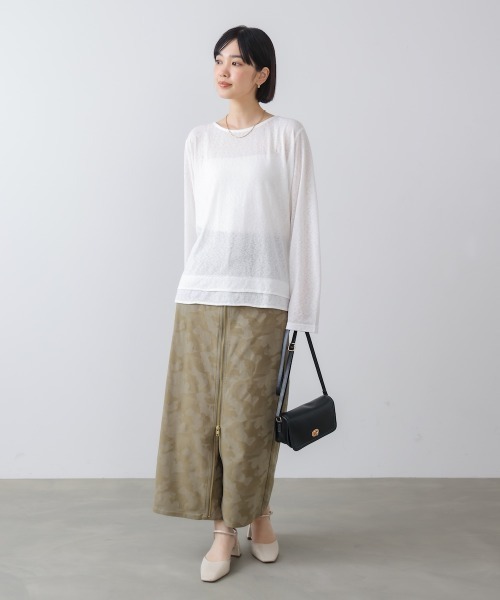 Bou Jeloud(ブージュルード)の「オーバーサイズシアーウエストマークトップス(Tシャツ/カットソー・レディース・グレー/オフホワイト/ブラック/イエロー/ピンク・FREE)」の7枚目の写真