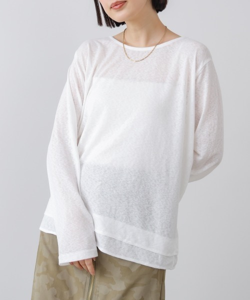 Bou Jeloud(ブージュルード)の「オーバーサイズシアーウエストマークトップス(Tシャツ/カットソー・レディース・グレー/オフホワイト/ブラック/イエロー/ピンク・FREE)」の8枚目の写真