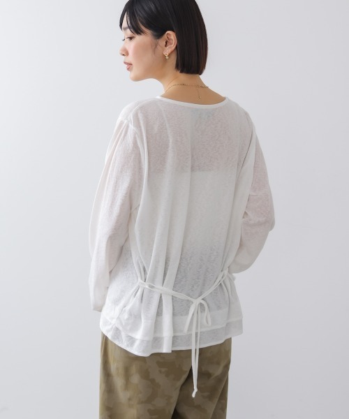 Bou Jeloud(ブージュルード)の「オーバーサイズシアーウエストマークトップス(Tシャツ/カットソー・レディース・グレー/オフホワイト/ブラック/イエロー/ピンク・FREE)」の11枚目の写真