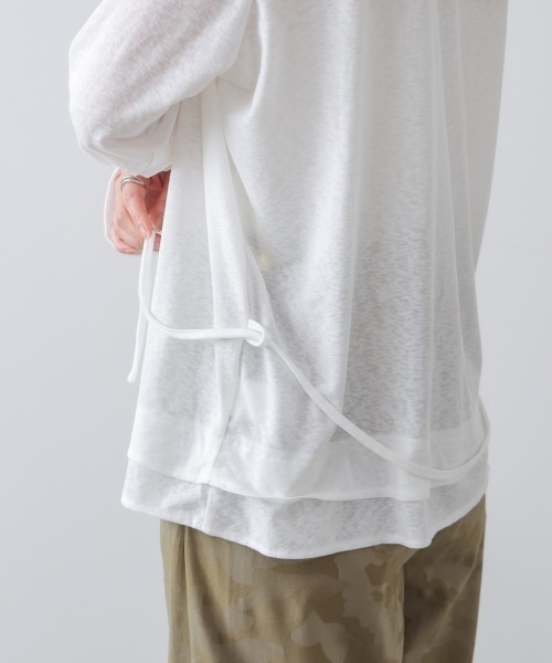 Bou Jeloud(ブージュルード)の「オーバーサイズシアーウエストマークトップス(Tシャツ/カットソー・レディース・グレー/オフホワイト/ブラック/イエロー/ピンク・FREE)」の19枚目の写真