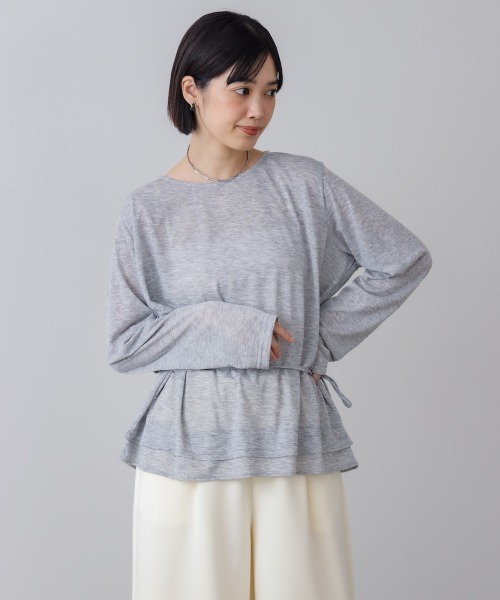 Bou Jeloud(ブージュルード)の「オーバーサイズシアーウエストマークトップス(Tシャツ/カットソー・レディース・グレー/オフホワイト/ブラック/イエロー/ピンク・FREE)」の21枚目の写真