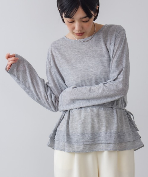 Bou Jeloud(ブージュルード)の「オーバーサイズシアーウエストマークトップス(Tシャツ/カットソー・レディース・グレー/オフホワイト/ブラック/イエロー/ピンク・FREE)」の22枚目の写真