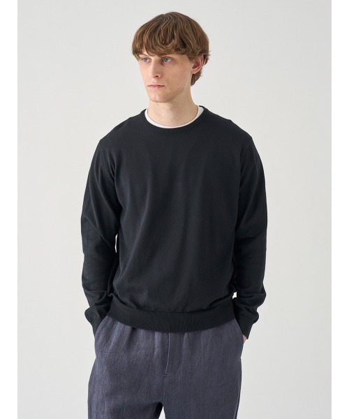 JOHN SMEDLEY(ジョンスメドレー)の「コットン クルーネックニットプルオーバー(ニット/セーター・メンズ・ブラック・S/M/L)」の3枚目の写真