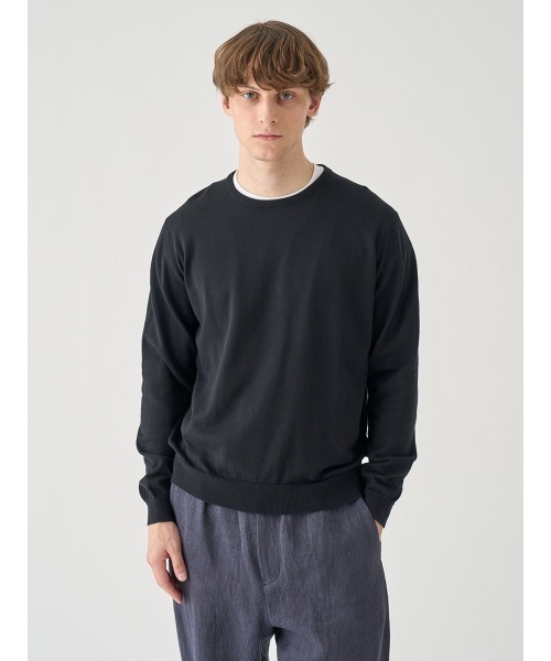 JOHN SMEDLEY(ジョンスメドレー)の「コットン クルーネックニットプルオーバー(ニット/セーター・メンズ・ブラック・S/M/L)」の4枚目の写真