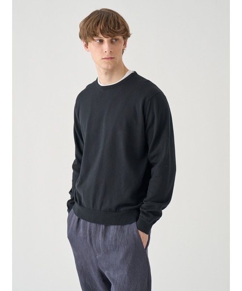 JOHN SMEDLEY(ジョンスメドレー)の「コットン クルーネックニットプルオーバー(ニット/セーター・メンズ・ブラック・S/M/L)」の5枚目の写真